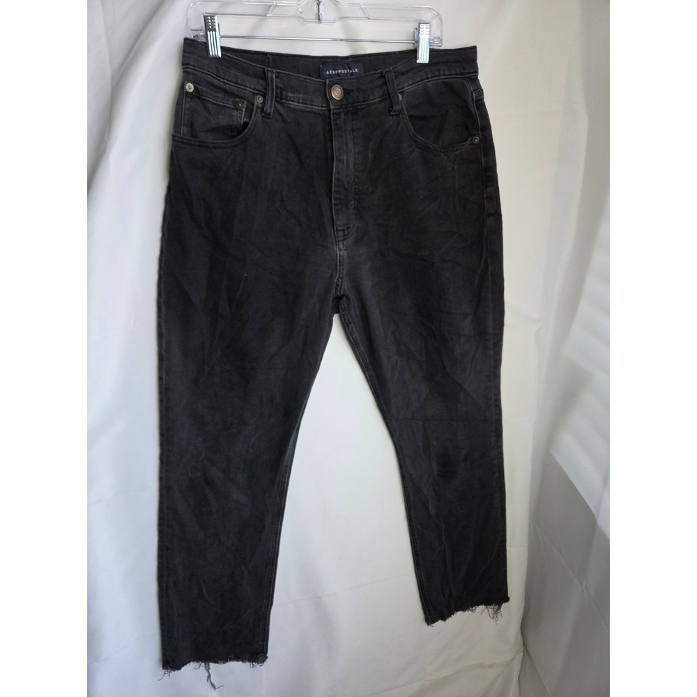 Aeropostale Straight Jeans Women Black Dark Wash Regular High Straight